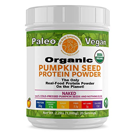 Pumpkin Seed Protein Powder | 100% USDA Certified Organic Pure, Raw Superfood, Cold Pressed, Non-GMO & Gluten Free | Vegan, Paleo and Keto Shakes Friendly - 2.20 lbs 20 Servings (Naked)