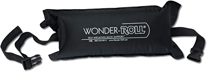 Wonder-Roll Self Inflating Travel Lumbar Pillow | Self inflating pillow helps to relax the back. Use as an inflatable back pillow, inflatable lumbar pillow, and inflatable back support