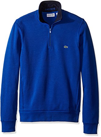 Lacoste Men's Half Zip Lightweight Sweatshirt with Logo AT Neck