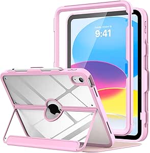 MoKo Case for iPad 10th Generation Case with Pencil Holder, iPad Case 10th Generation 2022 10.9", Built-in Screen Protector Clear Back, Multi Angle Viewing Stand, Auto Wake/Sleep, Nosegay