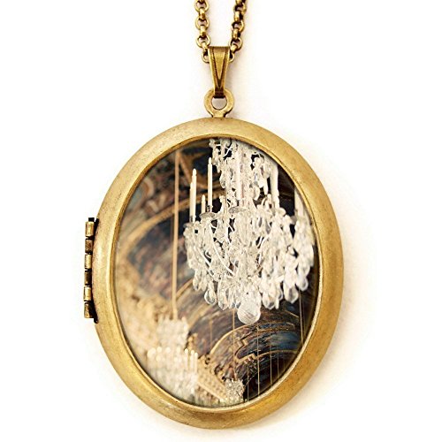 Dearest Mine Women's "The Secret History" Deluxe Paris Versailles Chandelier Photo Locket Necklace 28 inches