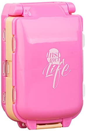 HOLLY TRIP Portable Travel Pill Box Case Organizer, Weekly 7 Day Plastic Medicine Vitamin Holder Container 8 Compartment, Pink