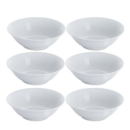 Lifver 18-Oz Porcelain Soup/Noodle Bowl, Natural White,Set of 6