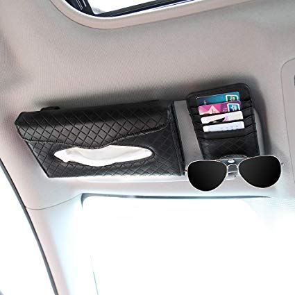 Vozada Car Tissue Holder with Extra Car Visor Organizor, Sun Visor Tissue Holder PU Leather Car Napkin Holder, Car Tissue Box Backseat Tissue Case Car Tissue Dispenser
