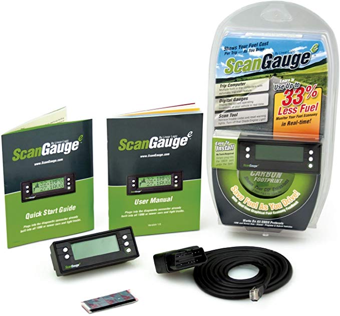 ScanGaugeE Compact Multifunction Trip Computer with Customizable Real-Time Fuel Economy Digital Gauges