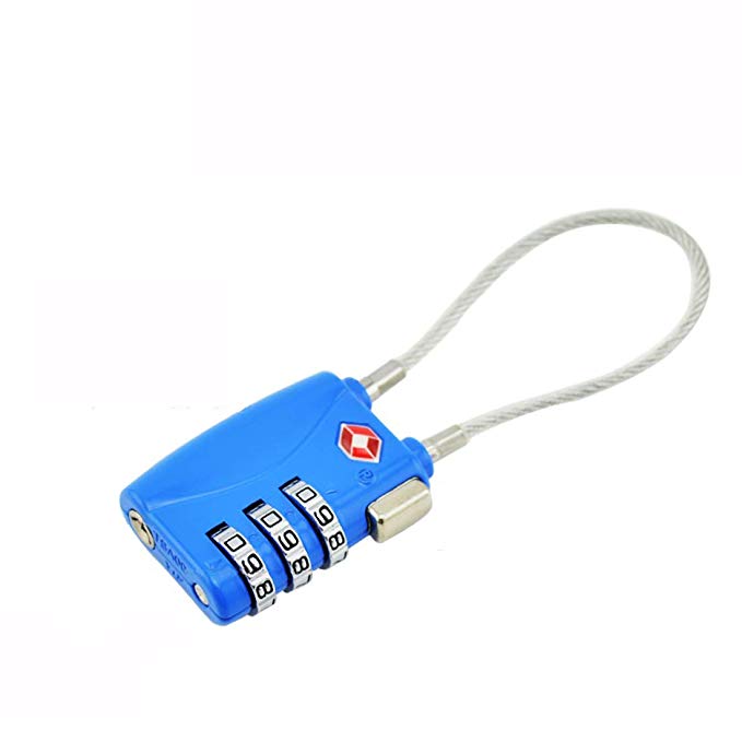 Luggage Lock, TSA Approved Luggage Locks, Cable Travel Lock, Safe Padlock for Gym, School, Suitcases, Baggage, Small Cabinets