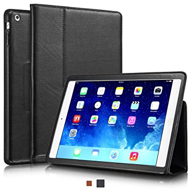 KAVAJ Leather iPad Air Case Cover "Berlin" for Apple iPad Air Black Genuine Cowhide Leather with Built-in Stand Auto Wake/Sleep Function. Slim Fit Smart Folio covers iPad Air Model