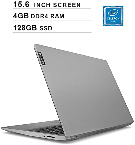 Lenovo 15.6" High Performance Laptop, Intel Celeron 42050U Dual-Core Processor, 4GB DDR4 RAM, 128GB SSD, Webcam, Wireless Bluetooth, HDMI, Window 10 (Intel Processor) (Platinum Gray)