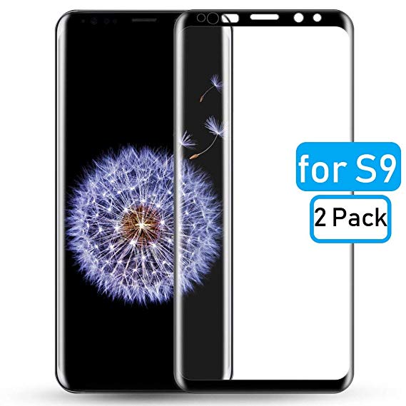 Samsung Galaxy S9 Screen Protector Guard Film[2 Pack], Dopoo S9 Tempered Glass Screen Film HD Clear 3D Curved Full Coverage Screen Saver[9H Hardness Anti-Scratch Anti-Bubble](NOT for S9 Plus)