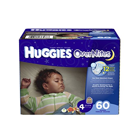 Huggies OverNites Diapers, Size 4, Big Pack, 60 Count