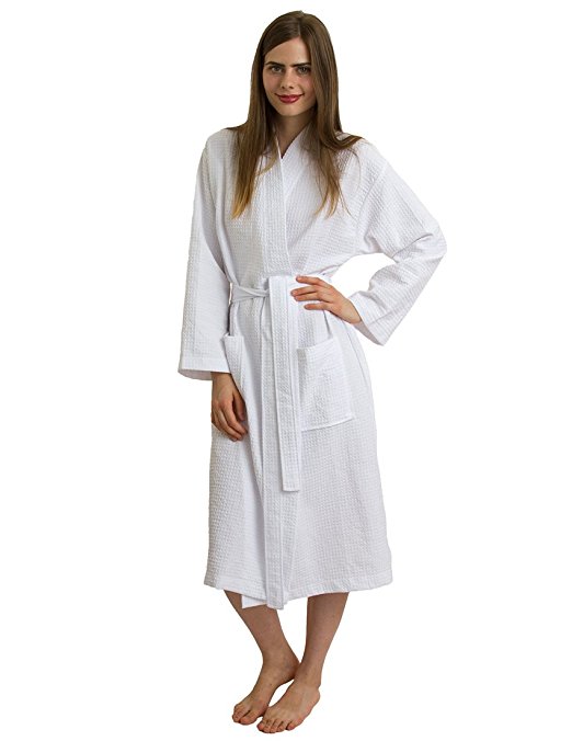 TowelSelections Waffle Weave Robe Kimono Spa Bathrobe Made in Turkey