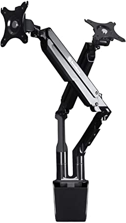 SilverStone Technology ARM21B Dual Vesa Monitor Riser Arm Mount for 2 Monitors up to 36" and 9Kg Each (Acer and Asus Monitor Compatible) (SST-ARM21B)