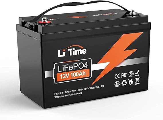 LiTime 12V 100Ah LiFePO4 Battery, Built-in 100A BMS, Up to 15000 Deep Cycles Lithium Battery, Perfect for RV, Marine, Solar, Backup Power, Home Energy Storage