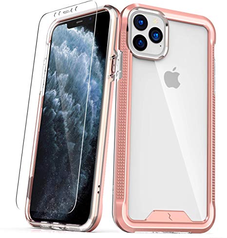 ZIZO ION Series iPhone 11 Pro Case - Military Grade Drop Tested with Tempered Glass Screen Protector - Rose Gold/Clear