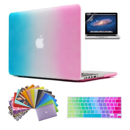MacBook Pro 13 with Retina Case TECOOL 3 in 1 Plastic Hard CoverKeyboard Cover ampScreen Protection for MacBook Pro 13 with Retina Display with TECOOLMouse Pad Model A1425 and A1502Rainbow