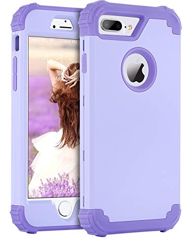 iPhone 8 Plus Case, iPhone 7 Plus Case, BENTOBEN 3 in 1 Hybrid Hard PC Soft Silicone Heavy Duty Rugged Bumper Shockproof Anti Slip Full-Body Protective Case for iPhone 8 Plus/7 Plus 5.5", Purple