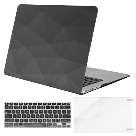 Mosiso Plastic Pattern Hard Case with Keyboard Cover with Screen Protector for MacBook Air 13 Inch (Model: A1369 and A1466), Gray Geometric