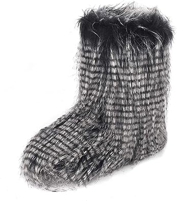 Greenery-GRE Women's Indoor Slippers Winter Warm Cotton Cable Knit Fleece Lined Ankle High Snow Boots Non-slip Floor Socks