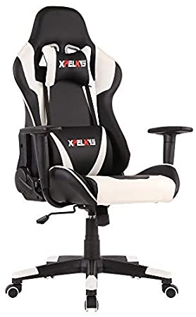XPELKYS Office Chair Gaming Chair Computer Game Chair,Video Game Chair Racing Style High Back PU Leather Chair Executive and Ergonomic Style Swivel Chair with Headrest and Lumbar Support