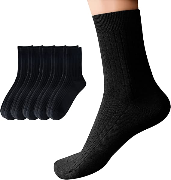 Cotton Dress Socks 5 Pairs Men's Odor Resistant Socks Men's Casual Breathable Crew Socks Mid Tube Thicken Socks for Men Women