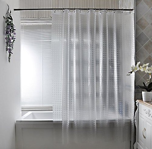 Ufriday Polka Dots Shower Curtain Liner Soft EVA Water Proof and Mildew-Free, Contemporary Shower or Bath Liner Free of PVC or Harmful Chemicals, Pretty and Durable, Extra Long, 72’’ by 86’’