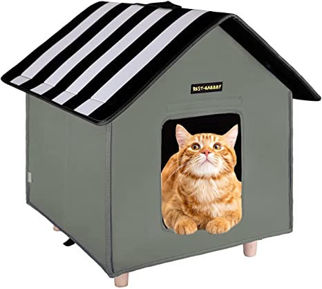 Rest-Eazzzy Cat House, Outdoor Cat Bed with Portable Handle, Environmentally Friendly Materials and 3 Inch High Platform, Weatherproof Cat Houses for Outdoor Cats Dogs and Small Animals