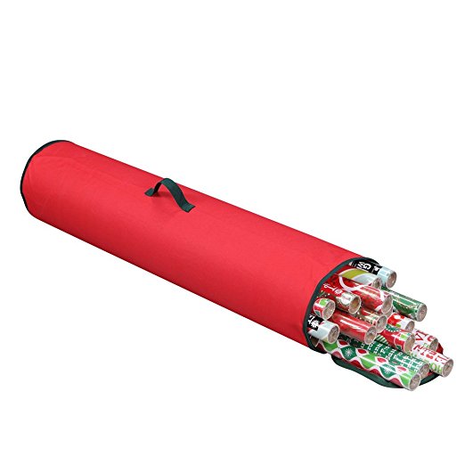 Primode Gift Wrapping Storage Bag With Handle | Wrapping Paper Tube Bag For Storing Multiple Rolls Of Gift Wrap, 40” Length (Red)