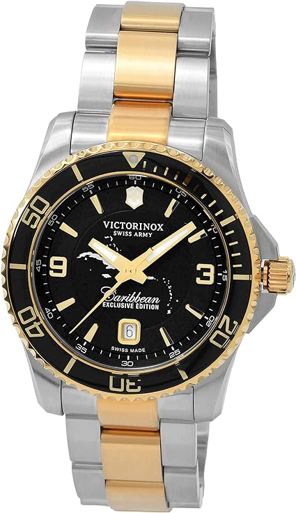 Victorinox Maverick Large Caribbean Men's Quartz Analog Blue Dial Silver/Gold Band Exclusive Edition Watch 249146