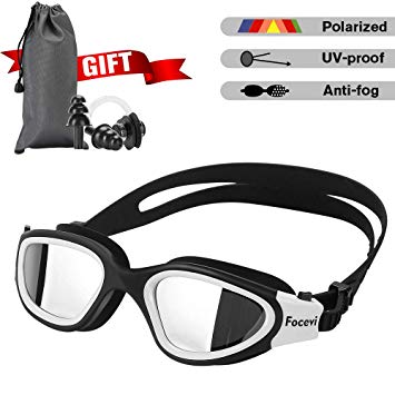 Focevi Swimming Goggles for Men/Women, Polarized Anti-Glare Anti-Fog UV Protection Mirrored Wide Vision Adult Swim Goggles, Boys/Girls/Junior/Teenagers Swim Googles, Swimming Glasses and Gear
