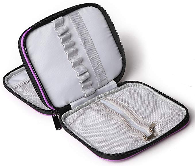 goldwheat Crochet Hook Case Zipper Storage Organizer Bag Holder,Dark Purple