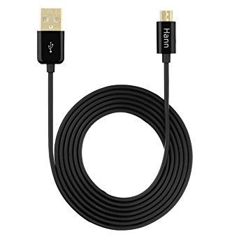 Hann® Premium Micro USB Cable 5ft/1.5M USB High Speed Sync and Charging Cords for Smartphones, Tablets, Cameras, Hard Drives, E-readers, External Batteries etc, ABS Shell, Black Color