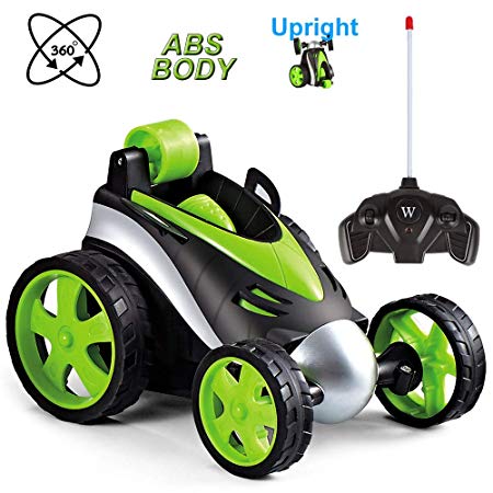 LANKEE Remote Control Car for Boys,RC Stunt Car for Kids,360 Degree Rotation,Upright Driving,Safe Durable ABS Material,RC Car Birthday Gift for Child Aged 4 to 10,Green