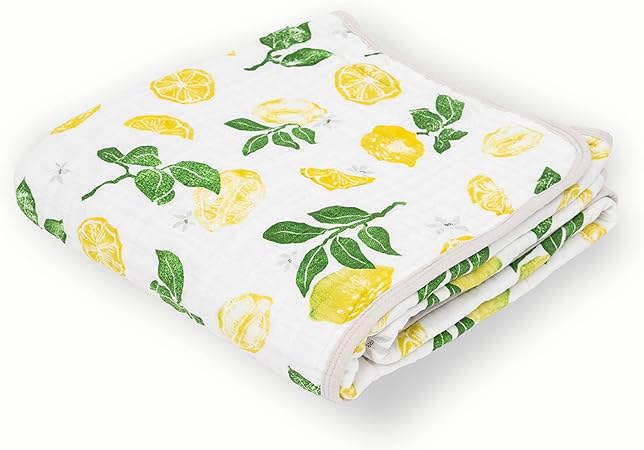Little Unicorn Lemon Drop Cotton Muslin Quilt Blanket | 100% Cotton | Super Soft | Babies and Toddlers | Large 47” x 47” | Machine Washable