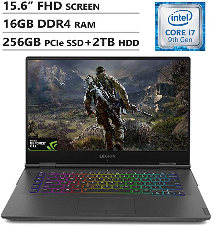 Lenovo Legion Y740 15.6" Full HD Screen Gaming Laptop, Intel Core i7-9750H Up to 4.5GHz, GTX 1660Ti, 16GB DDR4 RAM, 256GB PCIe SSD, 2TB HDD, Bluetooth, HDMI, USB 3.1, USB Type-C, Windows 10, Black