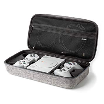 LUNGEAR Carrying Case for Playstation Classic Console, Hard Travel Carry Case Storage for Sony Playstation Classic Console System, Two Controllers and Accessories - Gray