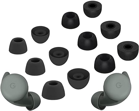 A-Focus [6 Pairs] Pixel Buds A-Series 【 Memory Foam & Silicone 】 Ear Tips, L/M/S Soft Replacement Comfortable Earbuds Eartips Gel Compatible with Google Pixel Buds A-Series 534723 Black