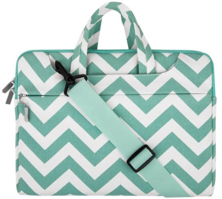 Mosiso 12-Inch New MacBook Shoulder Briefcase Bag, Canvas Fabric Carry Case Sleeve Cover for Macbook 12" with Retina Display, Chevron Hot Blue