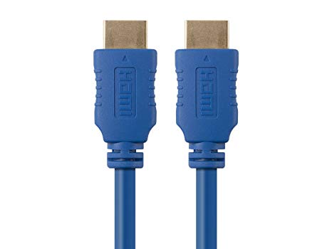 Monoprice HDMI High Speed Cable - 3 Feet - Blue, 4K@60Hz, HDR, 18Gbps, YUV 4:4:4, 28AWG - Select Series