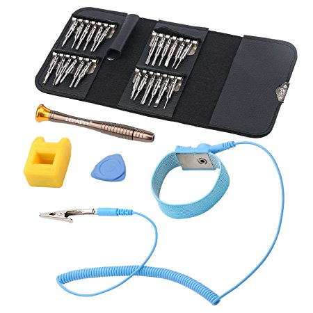LEKATYS™ Precision Screwdrivers Set，28 in 1 Magnetic Driver Kit with 24 Bits，Extra Magnetic Added Tool Bouns，Anti-Static Wristband, for iPhone/ Cell Phone/ iPad/ Tablet/ PC/ MacBook