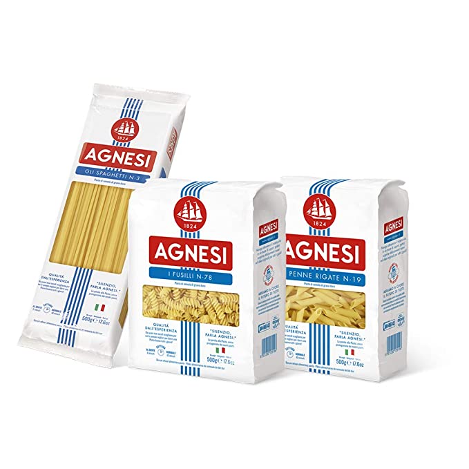 Agnesi Pasta Penne 500g   Fussili 500g   Spaghetii 500g, Pack of 1 Each, Product of Italy