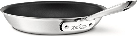 All-Clad BD55110NSR2 D5 Brushed 18/10 Stainless Steel 5-Ply Bonded Dishwasher Safe Nonstick Fry Pan Saute Pan Cookware, 10-Inch, Silver