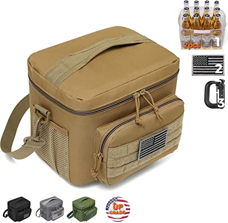 DBTAC Tactical Lunch Bag, Large Insulated Lunch Box for Men Women Adult | Durable School Lunch Pail for Kids | Leakproof Lunch Cooler Tote for Work Office Travel | Easy-Clean Liner x2, Fits 12-Cans