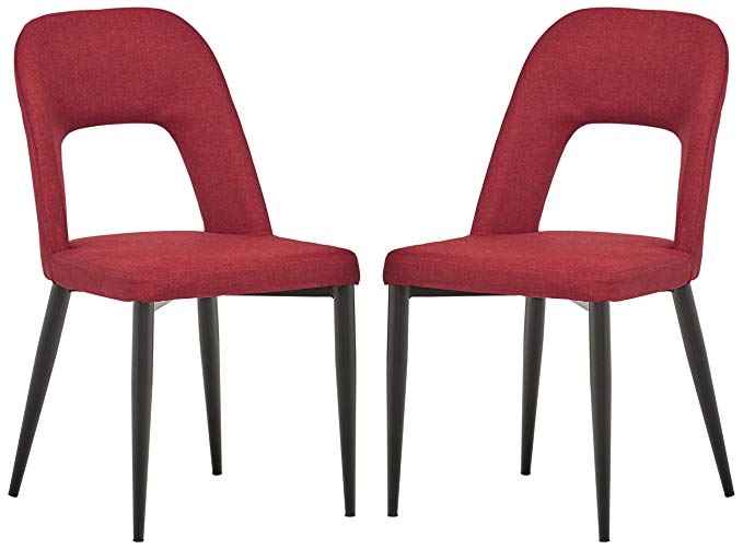 Rivet Florence Mid-Century Wide Open-Back Accent Dining Chairs - 18.8"W, Red, 2-Pack