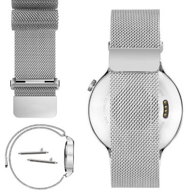 Huawei Watch Band, No1seller 18mm Magnetic Milanese Loop Stainless Steel Magnet Closure Lock Bracelet Strap Band Watch Band For Huawei Watch 2015 (Silver)