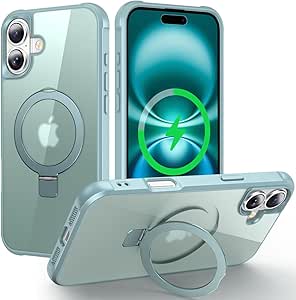 Hocase for iPhone 16 Case 6.1", with Magnetic Ring Stand [Compatible with MagSafe] [Military Grade Protection] Slim Shockproof Translucent Protective Phone Case - Teal