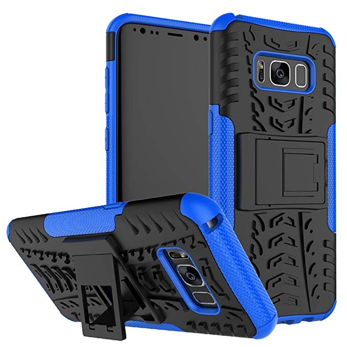 SunRemex Durable Armor Galaxy S8 Case with Full Body Protective and Resilient Shock Absorption and Kickstand Design for Samsung Galaxy S8 (2017) (Blue)