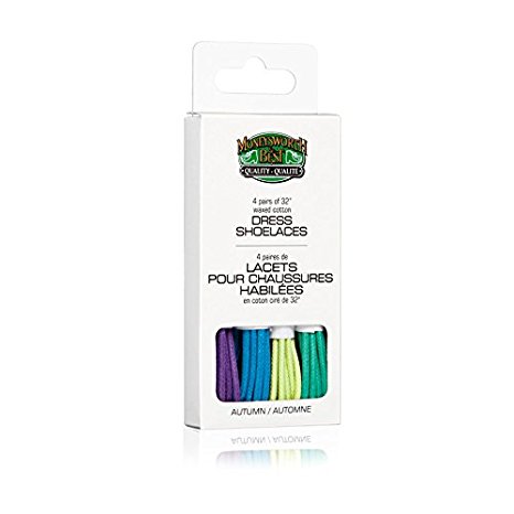 Moneysworth & Best Dress Waxed Colored Shoe Laces 4 Pack - Autumn Colors, 32"