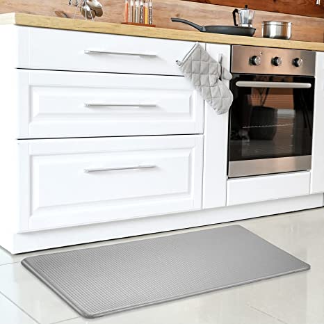 LUXEAR Anti Fatigue Kitchen Mat - Waterproof Anti Fatigue Kitchen Rug with Non-Slip Bottom - Cushioned Comfort Floor Mat - Comfort at Kitchen, Home, Office, Laundry Room - (17'' x 30'', Grey)