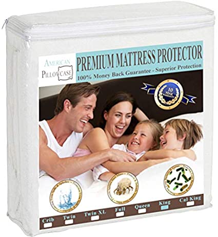 Mattress Protector - Waterproof and Hypoallergenic Bed Cover - Dust Mite, Allergy, and Pad Protection - Breathable Cotton Bedding, Vinyl Free, Fitted Sheet Style for King