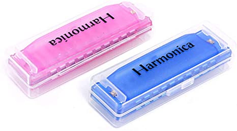 Kennedy Children Harmonica Clearly Colorful Translucent Interesting Toy for Girls & Boys Pack of 2 (Pink Blue)